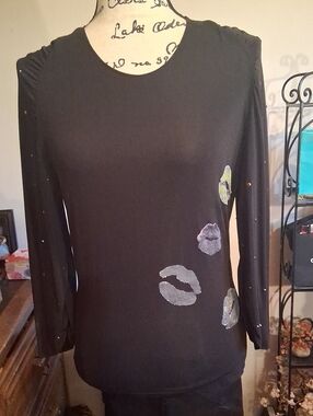 Versace Jeans Couture Collection Black Top with Colorful Accents Size M